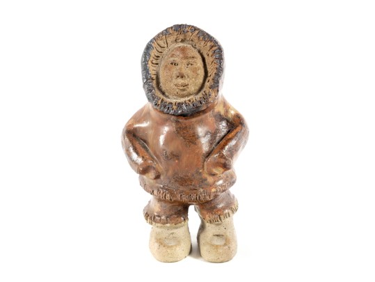 Inuit Carved Stoneware Pottery Sculpture