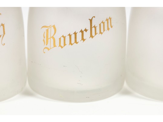 1960's Frosted Glass Decanter Set With Stoppers