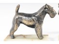 Decorative Onyx-Mounted Brass Scottish Terrier Sculptures 