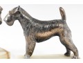 Decorative Onyx-Mounted Brass Scottish Terrier Sculptures 