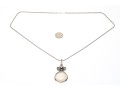 Charming Sterling And Pale Agate Pendant Necklace