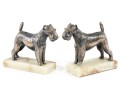 Decorative Onyx-Mounted Brass Scottish Terrier Sculptures 