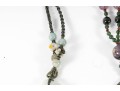 Vintage Asian Beaded Jade & Soapstone Talismans  With Earrings