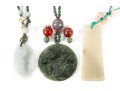 Vintage Asian Beaded Jade & Soapstone Talismans  With Earrings