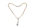 Brass Plated Pearl Teardrop Necklace 