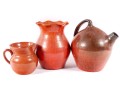 Trio Of Orange Glaze NC Pottery
