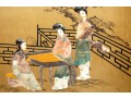 Mid-20th Century Chinese Semi-precious Stone Four Panel Floor Screen