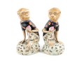 Vintage Hand-Painted Porcelain Monkey Statues 