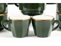 Apilco French Porcelain Bistroware Green & Gold Coffee & Tea Set