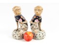 Vintage Hand-Painted Porcelain Monkey Statues 