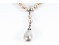 Brass Plated Pearl Teardrop Necklace 