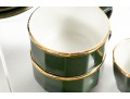 Apilco French Porcelain Bistroware Green & Gold Coffee & Tea Set