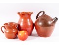Trio Of Orange Glaze NC Pottery