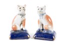 Staffordshire Style English Pottery Miniature Cat Bookends 