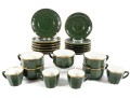 Apilco French Porcelain Bistroware Green & Gold Coffee & Tea Set