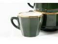 Apilco French Porcelain Bistroware Green & Gold Coffee & Tea Set