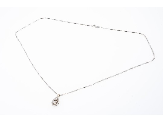 Elegant 14K White Gold Diamond Pendant Necklace