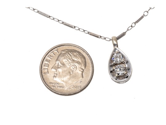 Elegant 14K White Gold Diamond Pendant Necklace