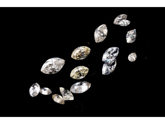 Loose Stones: 15 Diamonds, Marques Cut, 1.74 TCW