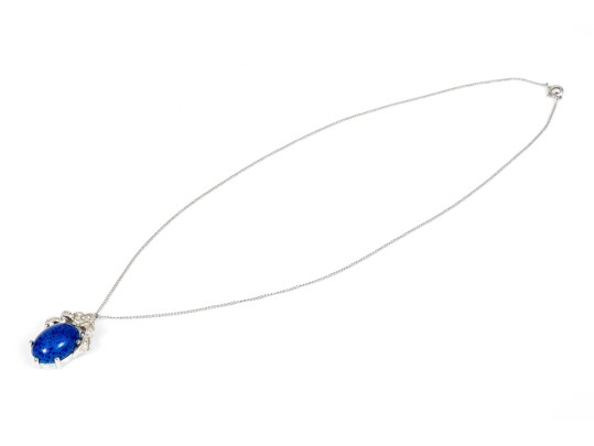 Striking Blue Cabachon Fashion Necklace, With Chain