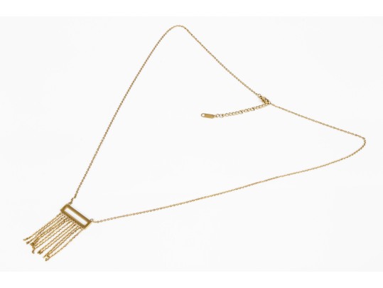 Striking Gold Plated Fringed Fashion Necklace