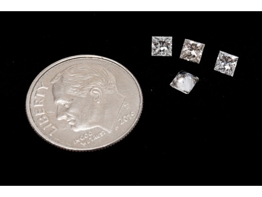 Loose Stones: 4 Princess Cut Diamonds, 0.84 TCW