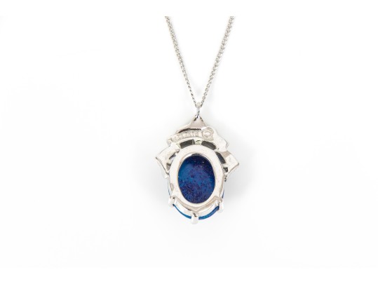 Striking Blue Cabachon Fashion Necklace, With Chain