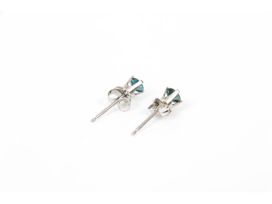 14k White Gold Pretty Blue Moissanite Stud Earrings