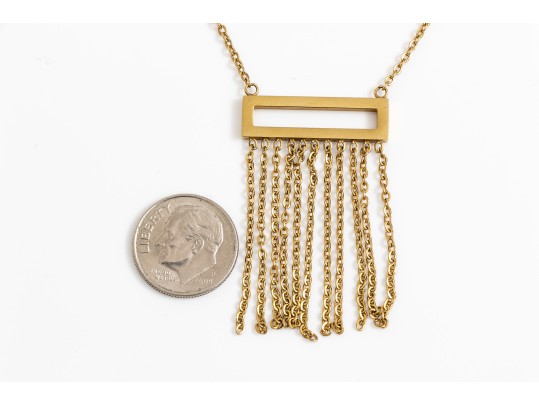 Striking Gold Plated Fringed Fashion Necklace