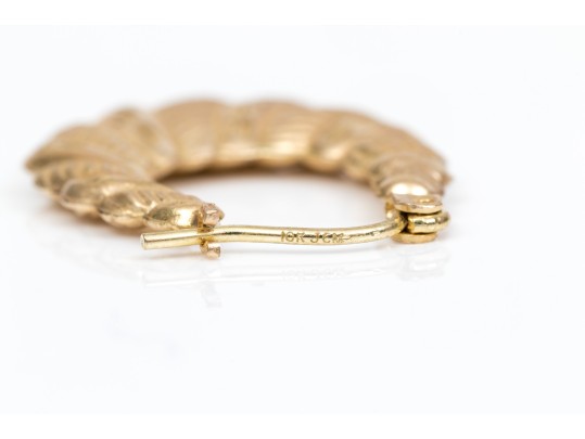 10K Cameo Brooch/Pendant And Diamond-Cut Hoop Earrings