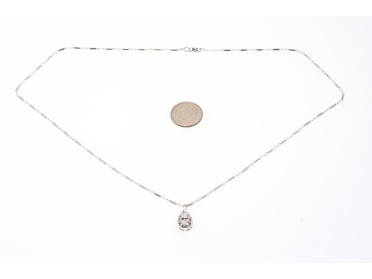 Elegant 14K White Gold Diamond Pendant Necklace
