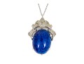 Striking Blue Cabachon Fashion Necklace, With Chain
