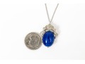 Striking Blue Cabachon Fashion Necklace, With Chain