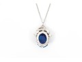 Striking Blue Cabachon Fashion Necklace, With Chain