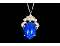 Striking Blue Cabachon Fashion Necklace, With Chain