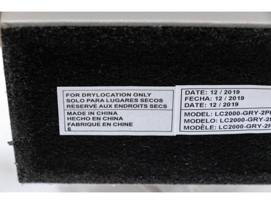 Pair Of Chic Contemporary Table Lamps In Gray Leatherette