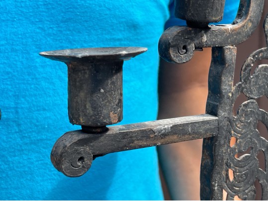 Pair Of Hugo Berger For Goberg Arts & Crafts Iron Candelabra