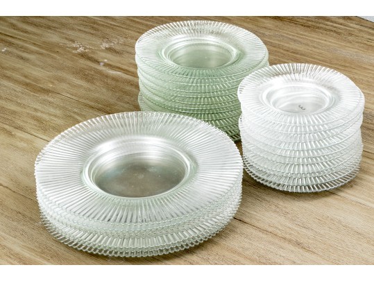 Fabulous Set Of Ribbed Glass Plates