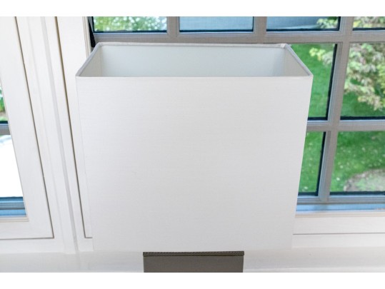 Pair Of Chic Contemporary Table Lamps In Gray Leatherette