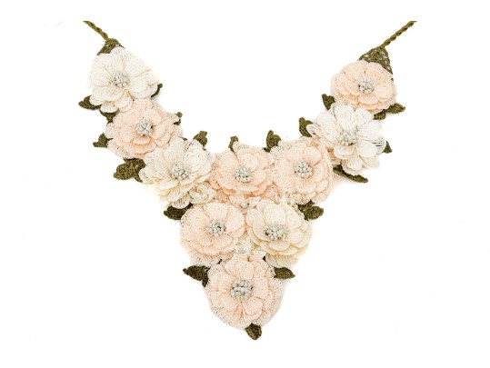 Beautiful Artisan Made Intricately Crocheted Bib Necklace