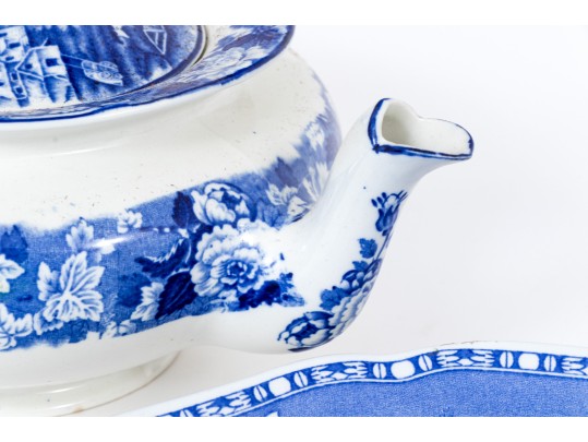 Trio Of English Blue And White Ceramics Including Spode And Enoch Wood