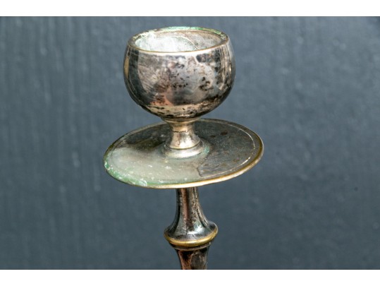 Pair Of English Silver Plated Figural Greyhound Candlesticks Ca. 1880 Or Earlier