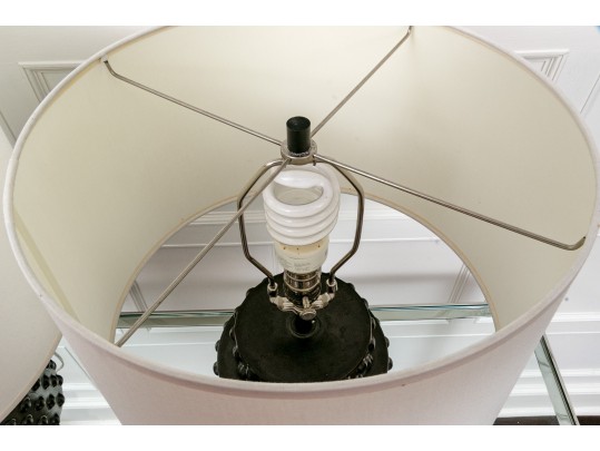 Pair Of Robert Abbey Dolly Ceramic Hobnail Table Lamps