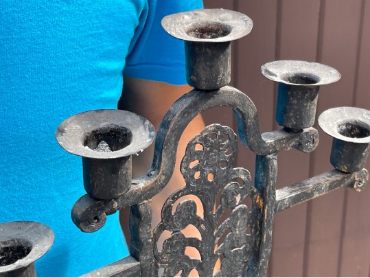 Pair Of Hugo Berger For Goberg Arts & Crafts Iron Candelabra