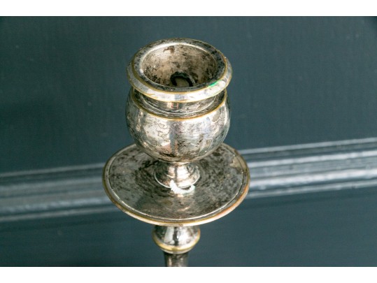 Pair Of English Silver Plated Figural Greyhound Candlesticks Ca. 1880 Or Earlier