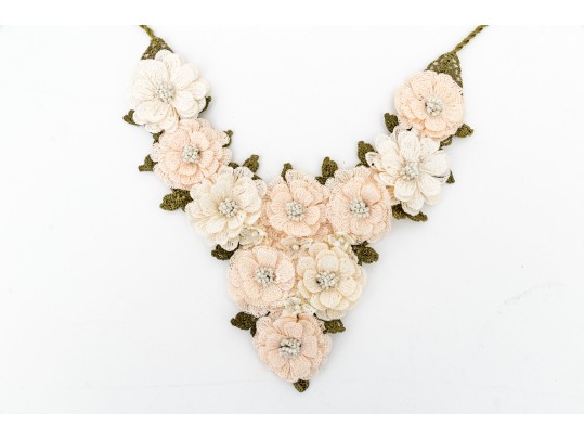 Beautiful Artisan Made Intricately Crocheted Bib Necklace