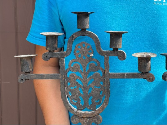 Pair Of Hugo Berger For Goberg Arts & Crafts Iron Candelabra