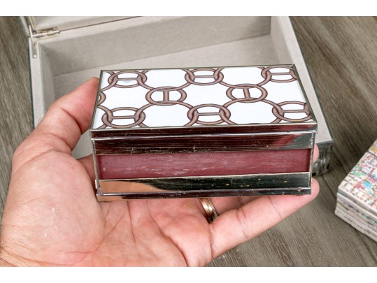 Wonderful Art Deco Style Table Decor Including Storage Box, Matchbox, And Coasters