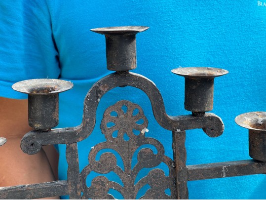 Pair Of Hugo Berger For Goberg Arts & Crafts Iron Candelabra