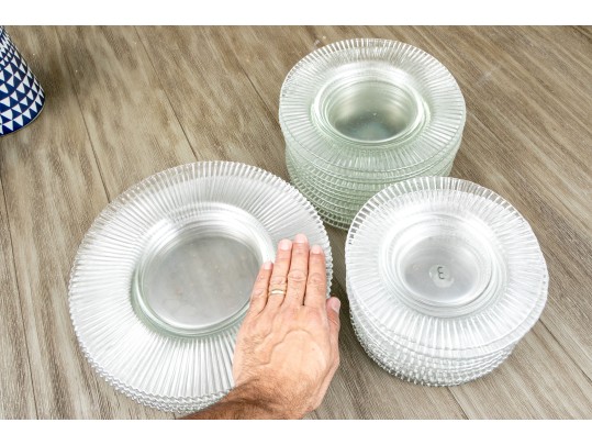 Fabulous Set Of Ribbed Glass Plates